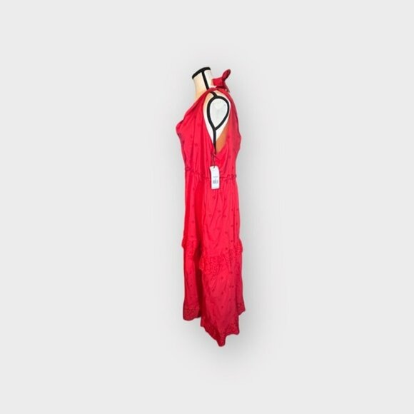 🆕 NWT Dex 3XL Dex Tied Strap Eyelet Midi Dress in Fiery Red 22 24 XXXL 3X - Picture 7 of 12
